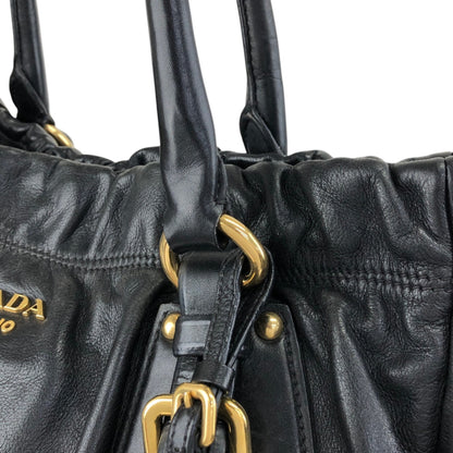 PRADA Logo Two-way Handbag Shoulder bag Black Vintage t5sy7s