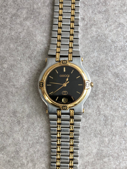 GUCCI Quartz Watch Gold×Silver 9000M Vintage 2yp2mf