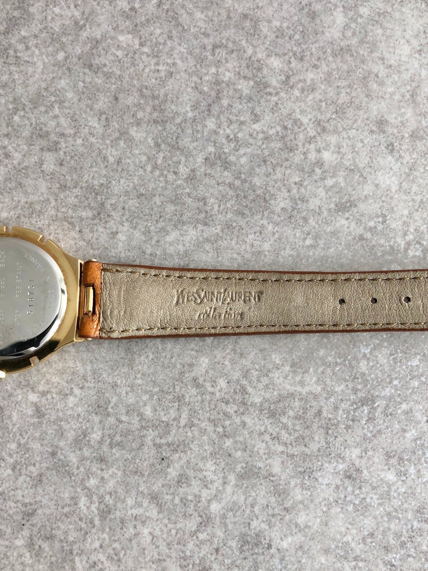 Yves Saint Laurent YSL Logo Quartz Watch Gold×Brown 518731 Vintage mmjgay