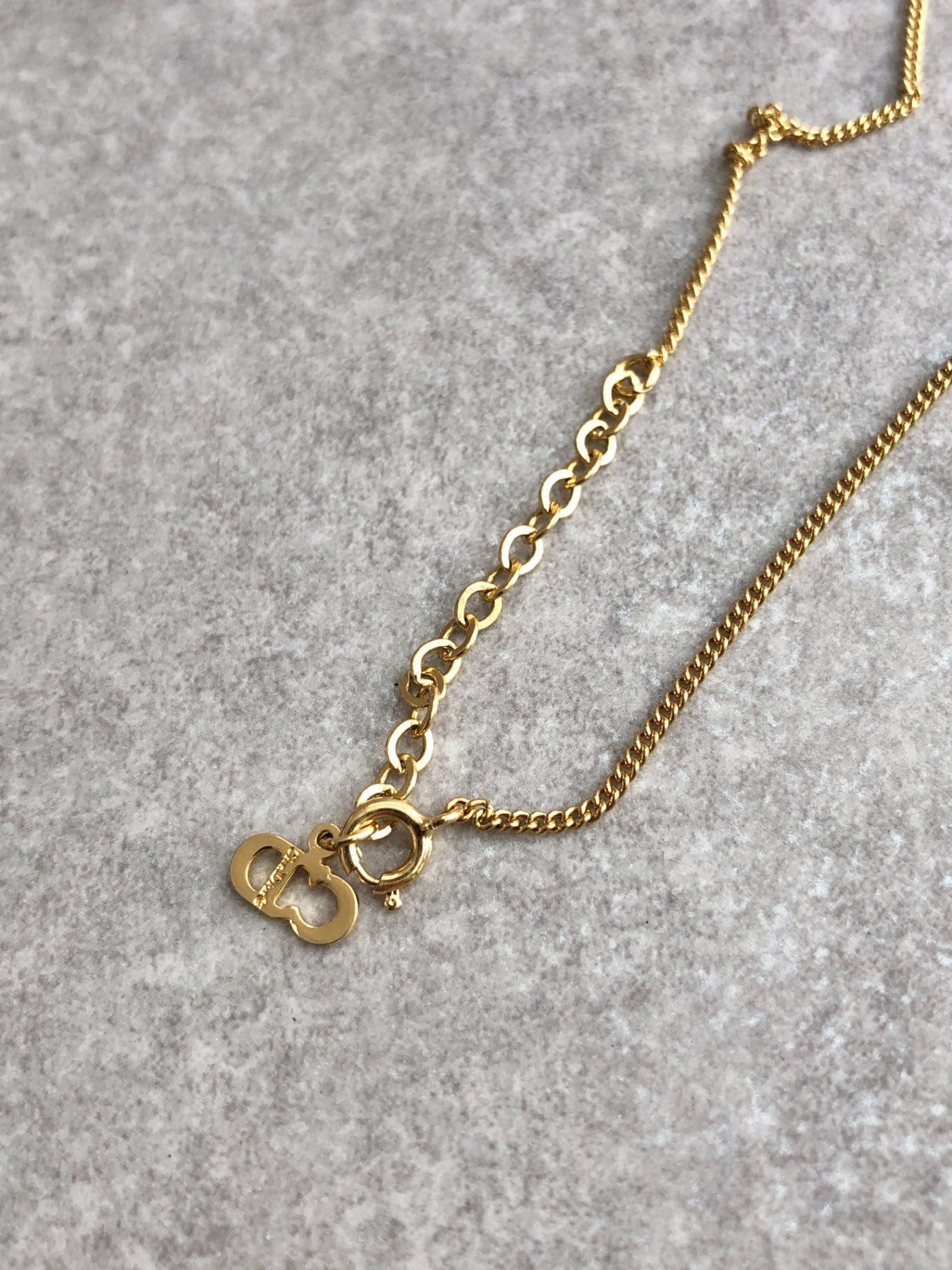 Christian Dior CD Logo Necklace Gold Vintage m7fwud