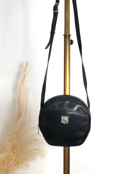 CELINE Gancini Shoulder bag Black Vintage mes4uh