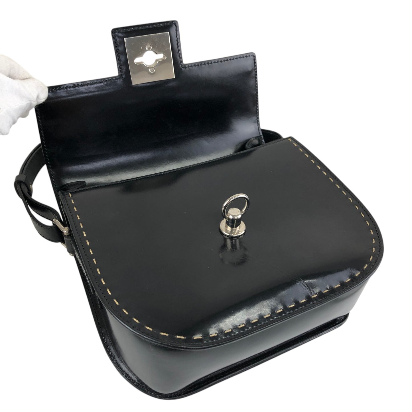 CELINE Gancini Shoulder bag Black Vintage ni2xww