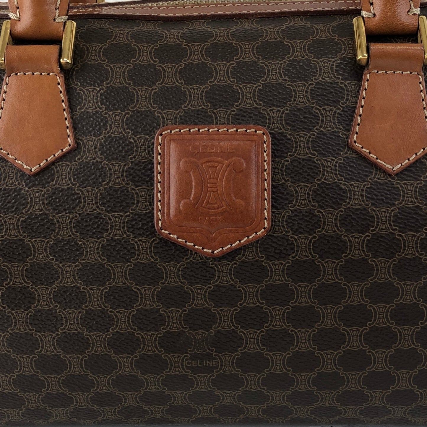 CELINE Macadam Triomphe Handbag Brown Vintage kavesa