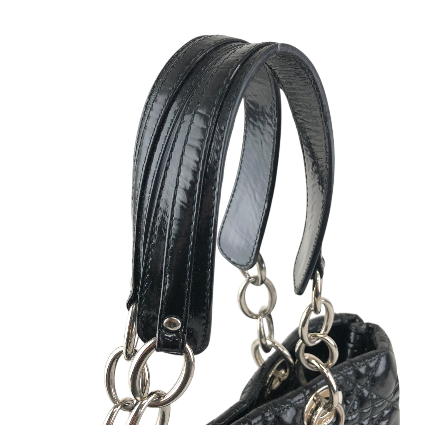 Christian Dior  Cannage Chain Handbag Black Vintage dthmxy