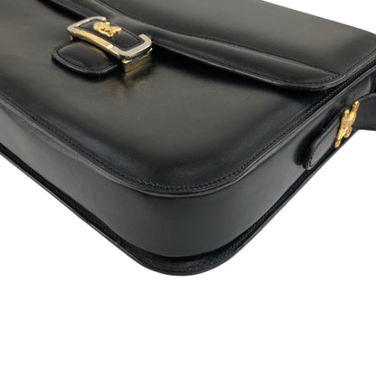 CELINE Triomphe Horse Carriage Shoulder bag Black Vintage pw788h