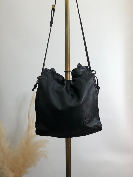 LOEWE Anagram Drawstring Shoulder bag Black Vintage sxf2zv