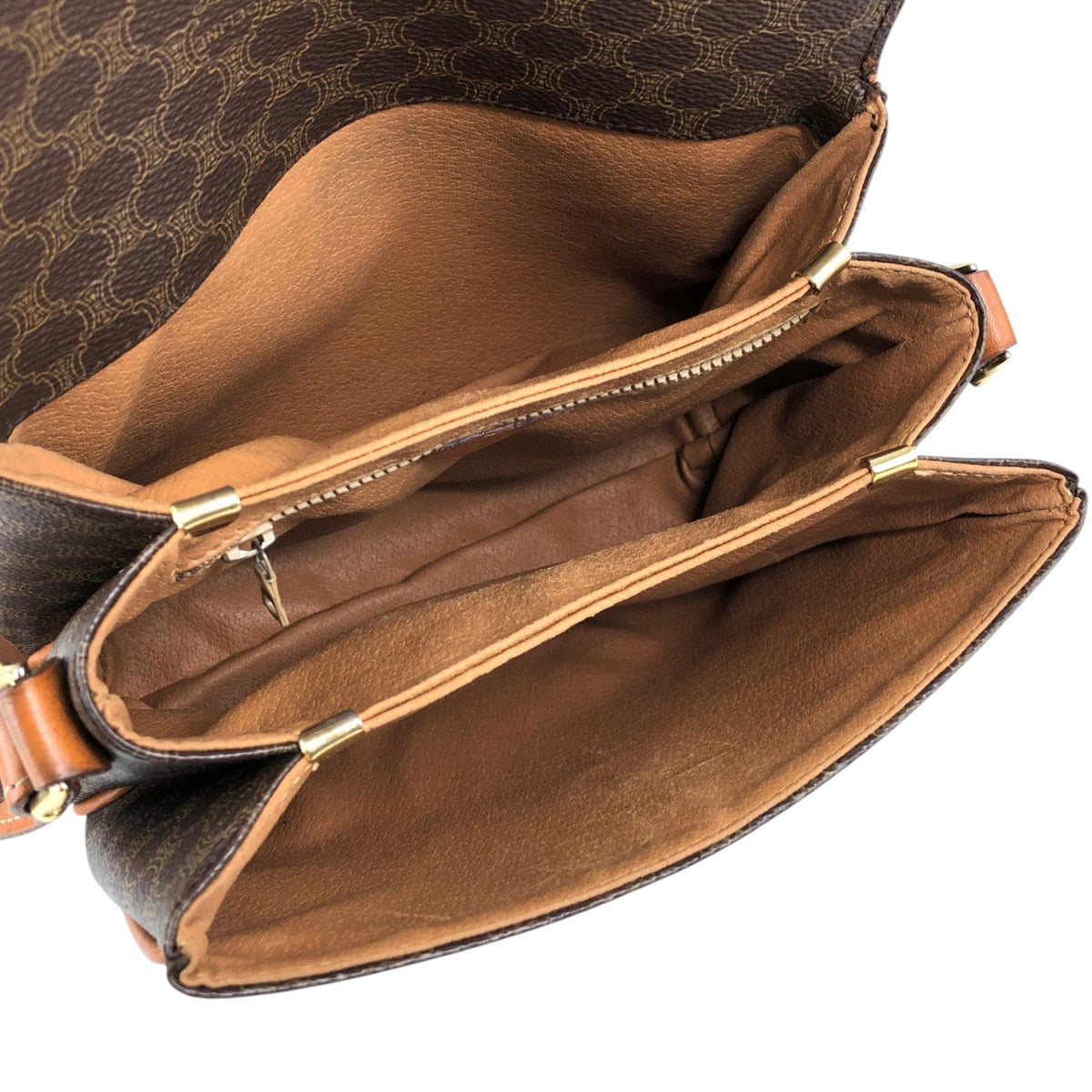 CELINE Macadam Blason Shoulder bag Brown Vintage z55y7s