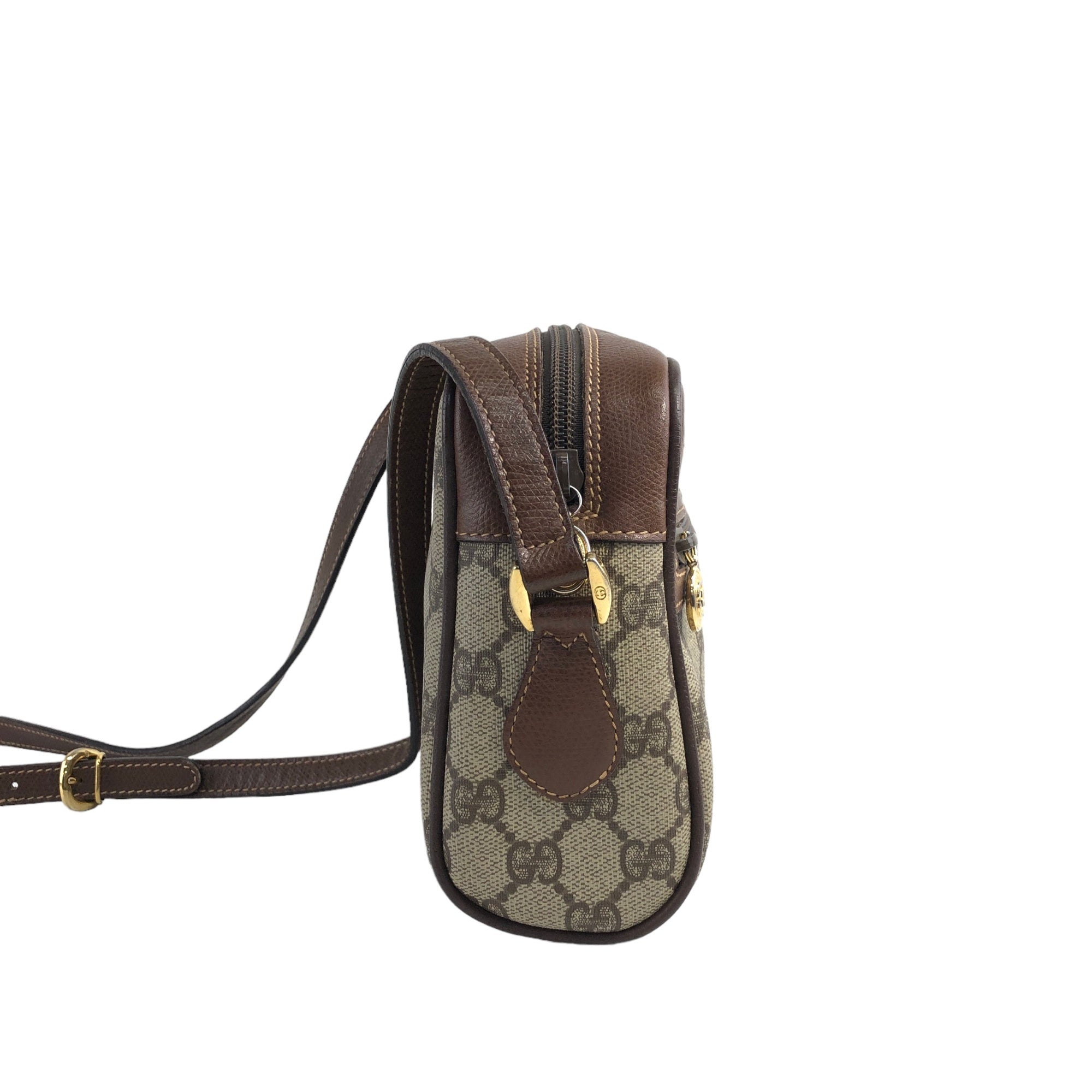 GUCCI GG Pattern Sherry Line PVC Leather Shoulder bag Brown Vintage 2xzc24