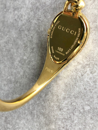 GUCCI Logo Bangle Quartz Watch Gold 103 Vintage 3dvc5d