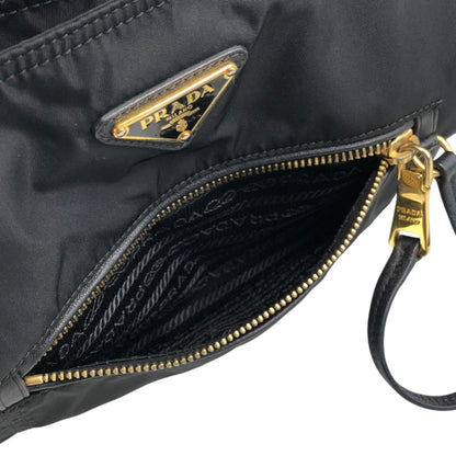 PRADA Tessuto Triangle Logo Front Pocket  Totebag Black Vintage 6rrumw
