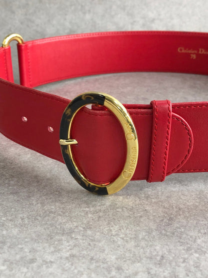 Christian Dior Logo Belt Red Vintage x8prhh