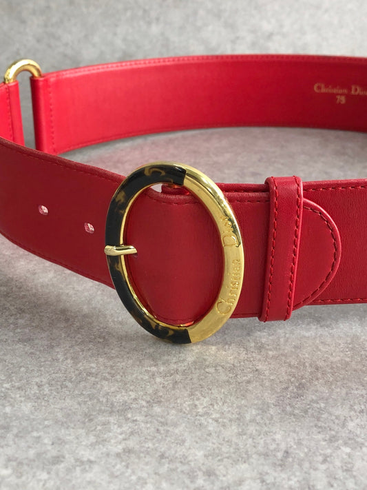 Christian Dior Logo Belt Red Vintage x8prhh