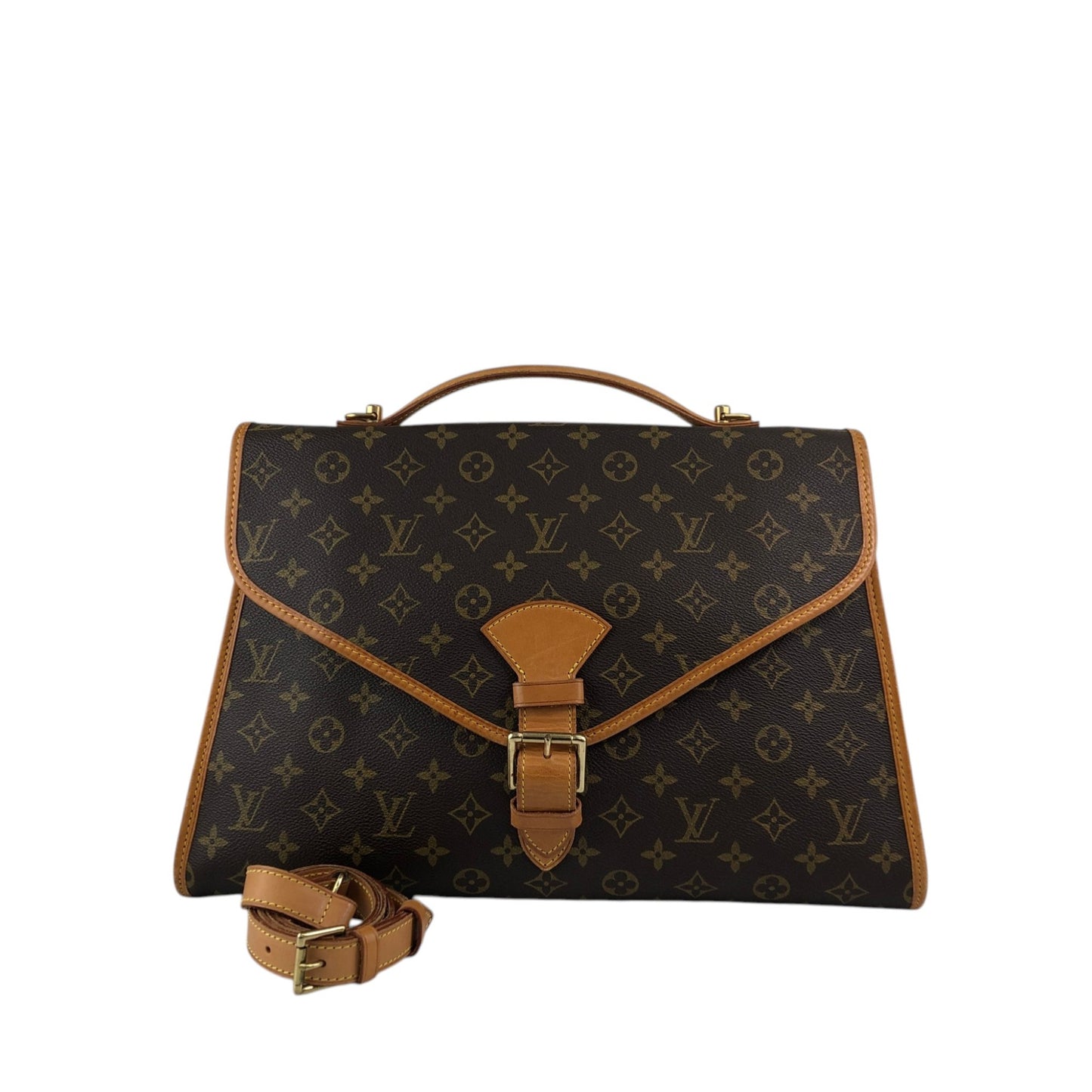 LOUIS VUITTON Monogram Front Buckle Two-way Handbag Shoulder bag Brown Vintage 5id2zj