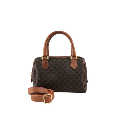 CELINE Macadam Two-way Small Handbag Shoulder bag Brown Vintage nvyja5