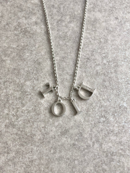 Christian Dior Logo Motif Necklace Silver Vintage 385zty