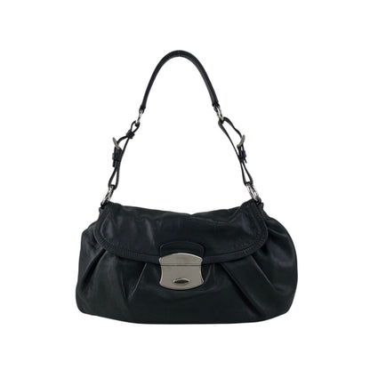 PRADA Logo Front Buckle Shoulder bag Black Vintage 4b8iuy