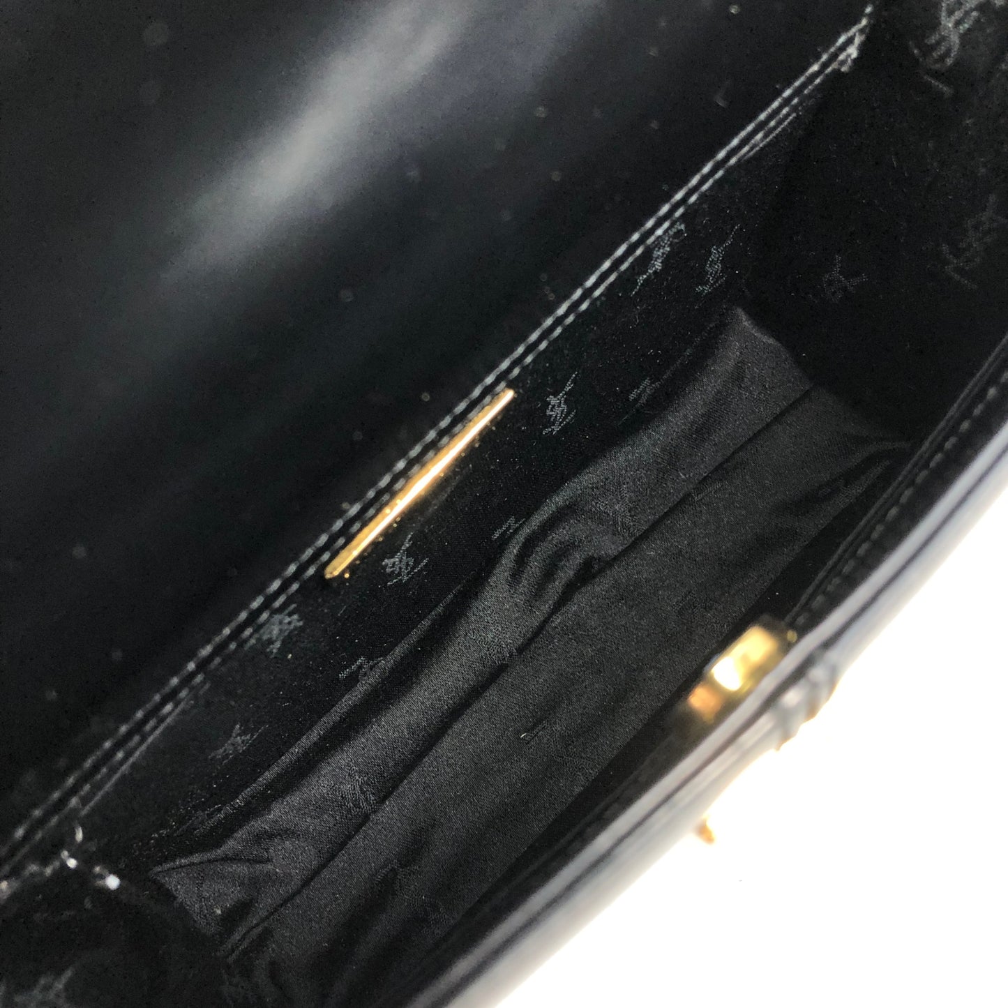 Yves Saint Laurent YSL Logo Handbag Black Vintage saezt8
