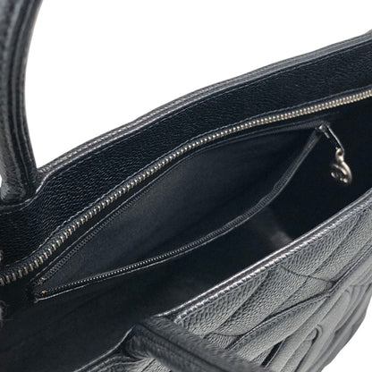 CHANEL Coco Mark Caviar Leather Handbag Black Vintage c6sifv