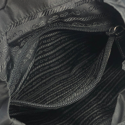 PRADA Triangle Logo Double Pocket Nylon Leather Backpack Black Vintage mkjw48