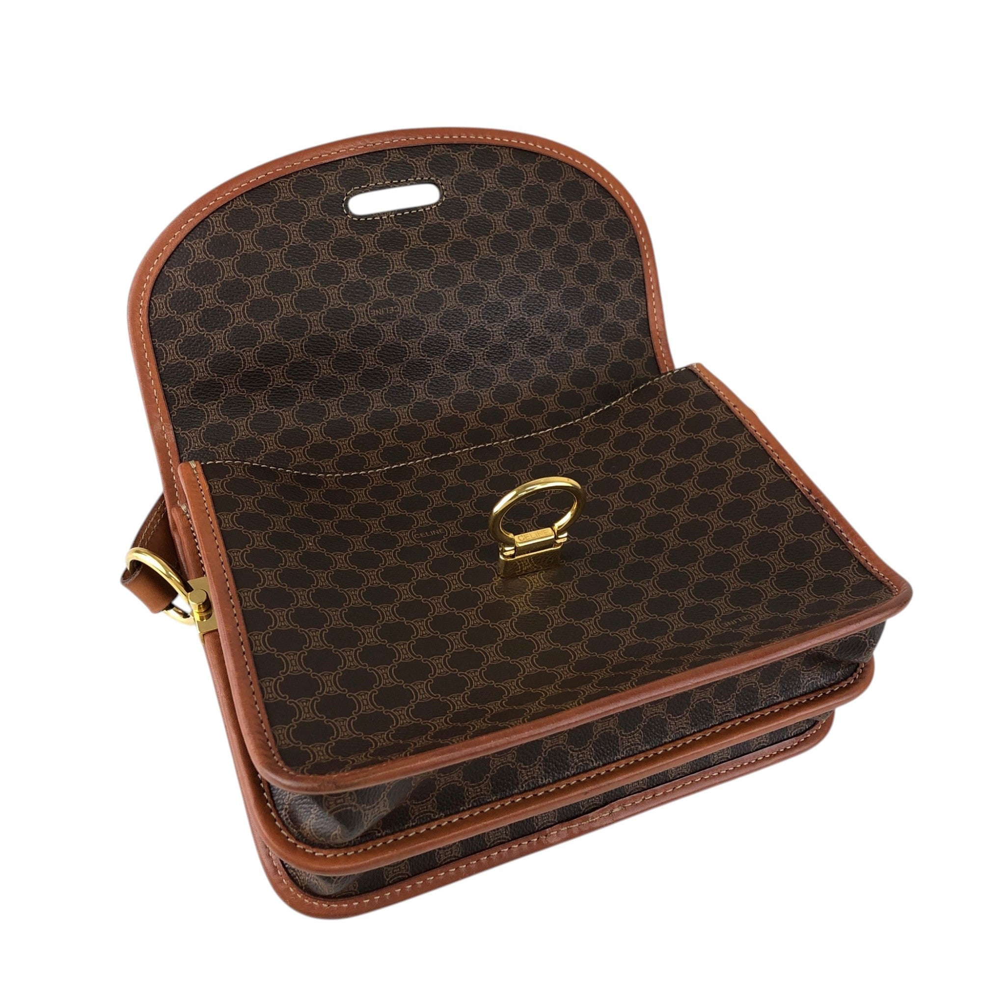 CELINE Macadam Gancini Shoulder bag Brown Vintage dkdrvy