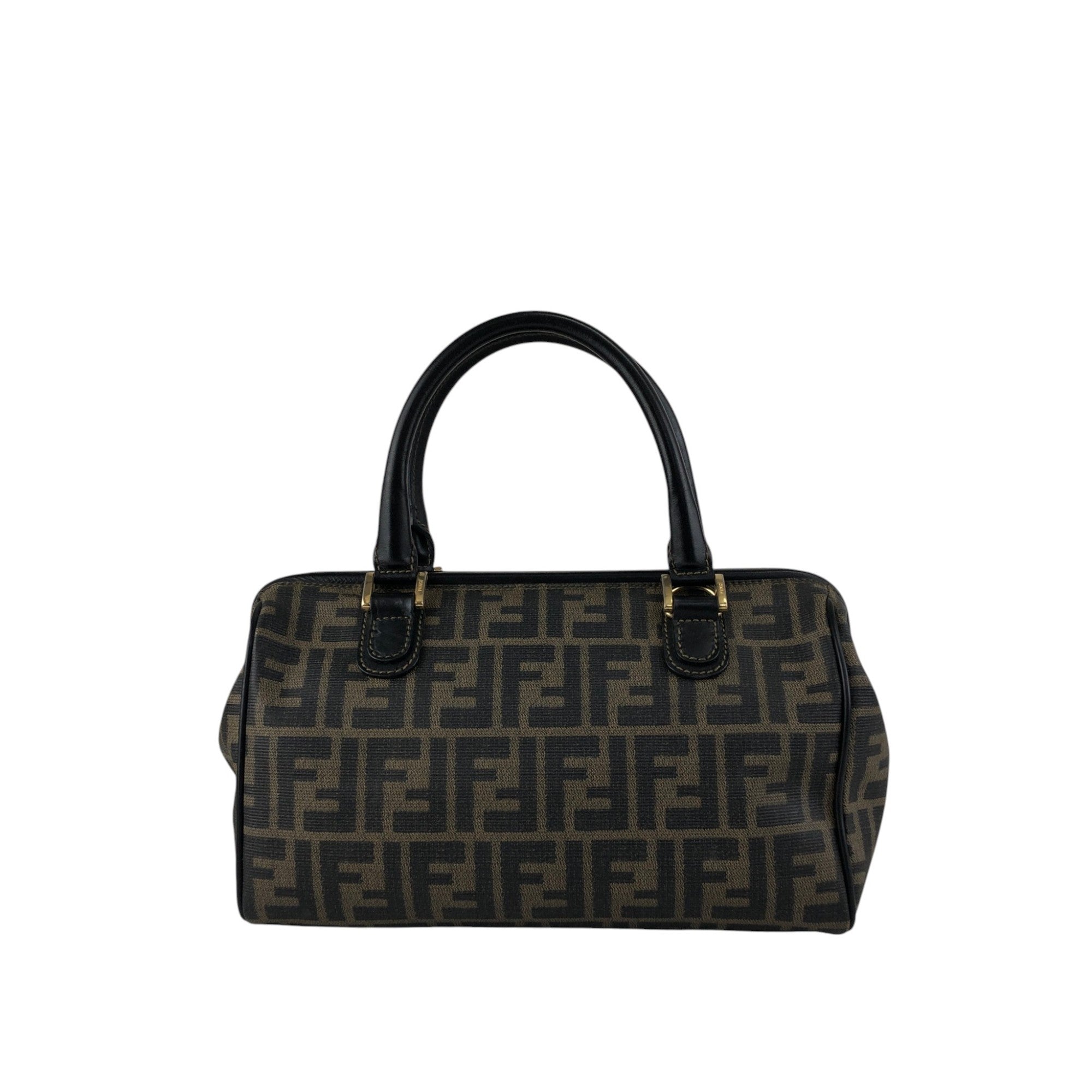 FENDI Zucca Logo Small Boston bag Handbag Black Vintage cf6xpb