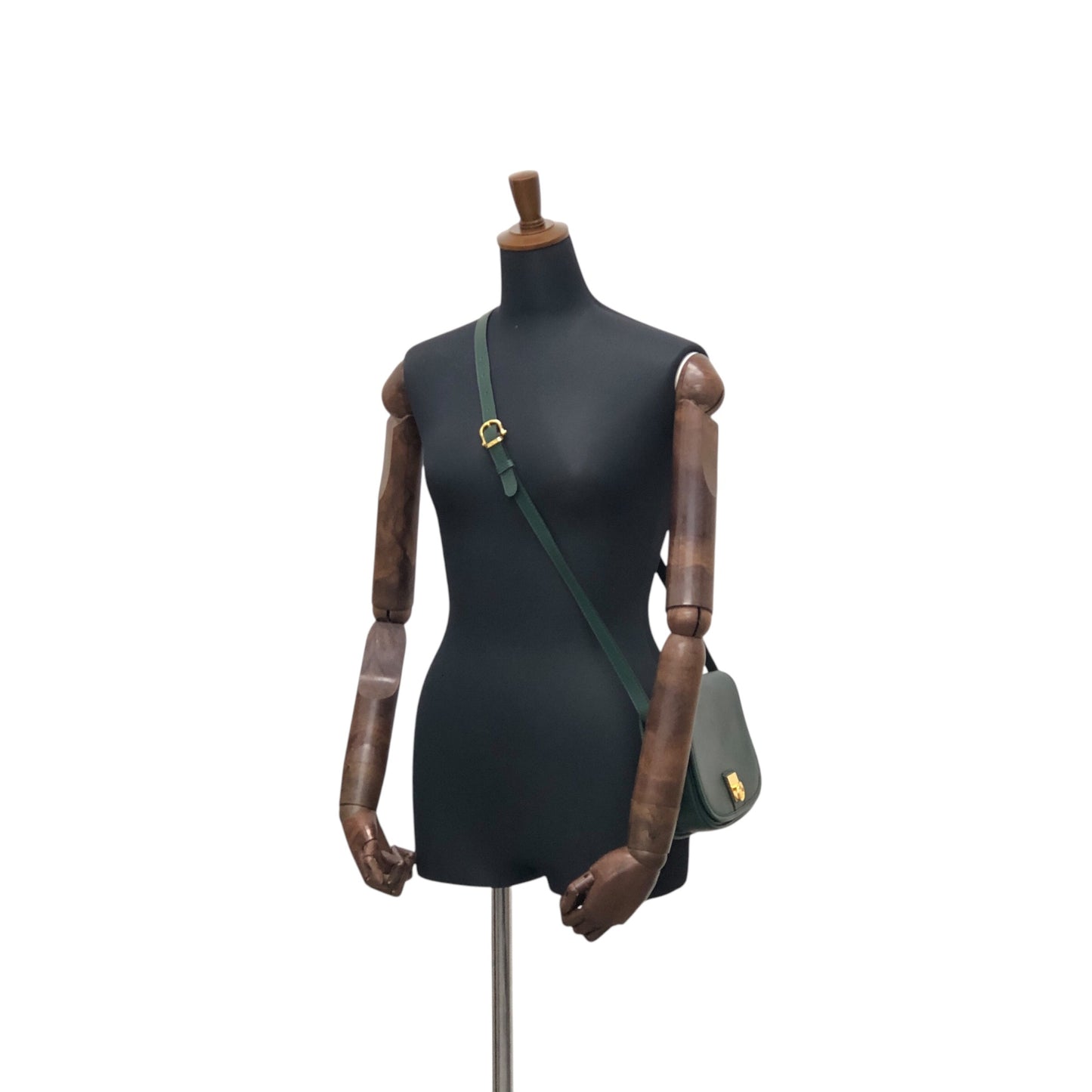 CELINE Gancini Shoulder bag Green Vintage 5xwwza