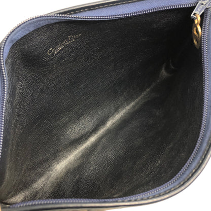 Christian Dior Trotter CD 標誌提花皮革肩背包海軍藍復古 c35cce 
