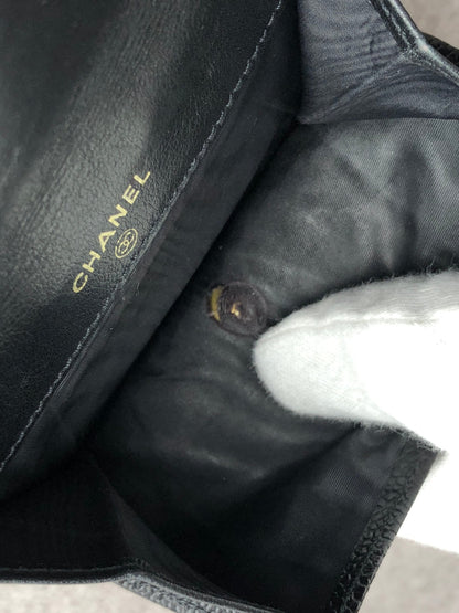 CHANEL Coco Mark Folded Wallet Black Vintage srpd6j