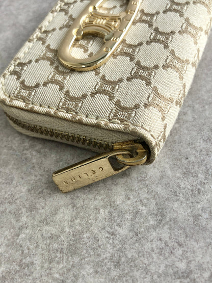 CELINE Triomphe Blason Coin Purse Beige Vintage nrkpks