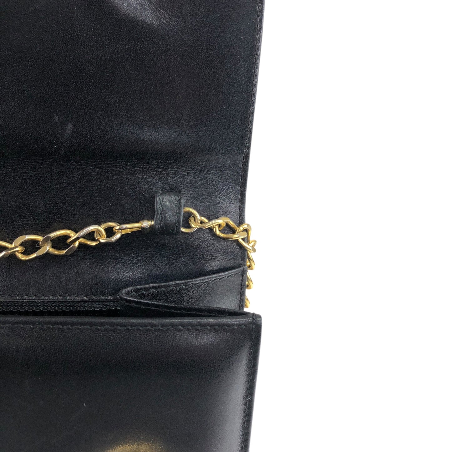 CELINE Triomphe Chain Shoulder bag Black Vintage fhwkwk