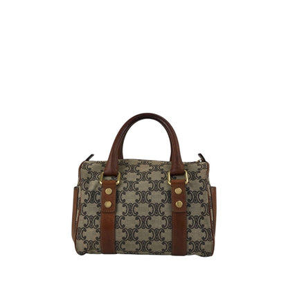 CELINE Triomphe Small Boston bag Handbag Brown Vintage 2j8imx