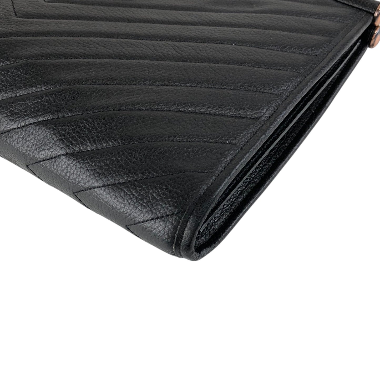 Yves Saint Laurent YSL Logo Bias Stitch Clutch bag Black Vintage hiam4r