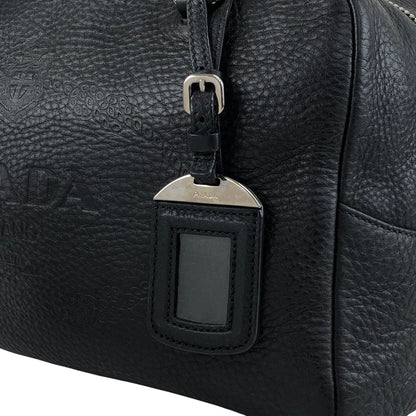 PRADA Logo Embossed Small Boston bag Handbag Black Vintage ydeszs