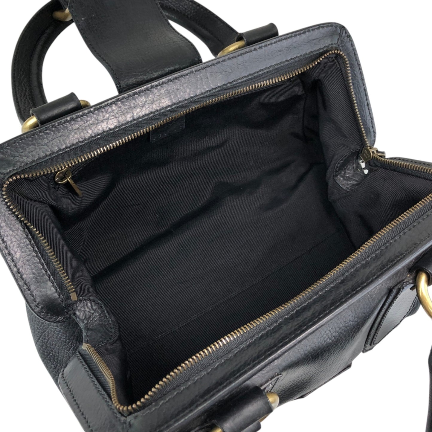 CELINE Front Buckle Small Boston bag Handbag Black Vintage nxugts