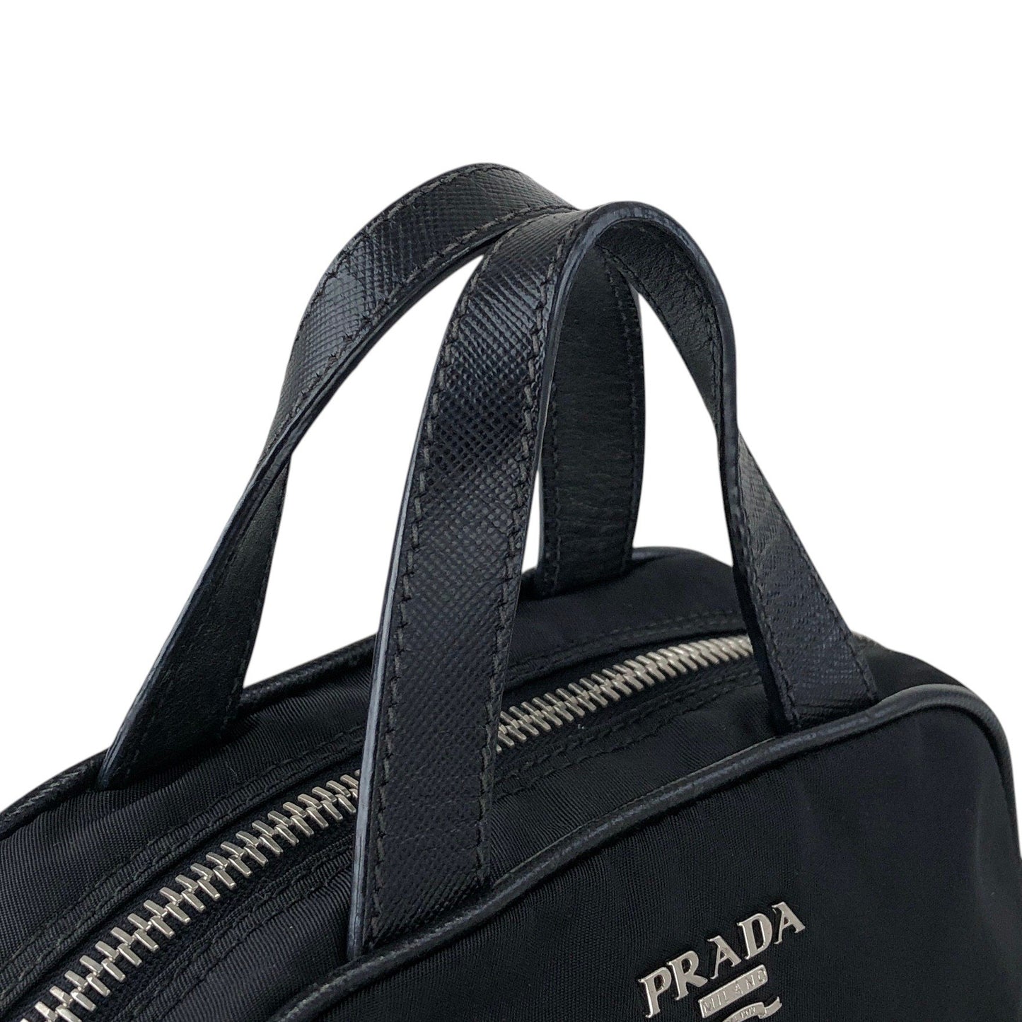 PRADA Logo Small Handbag Black Vintage zh3ngc