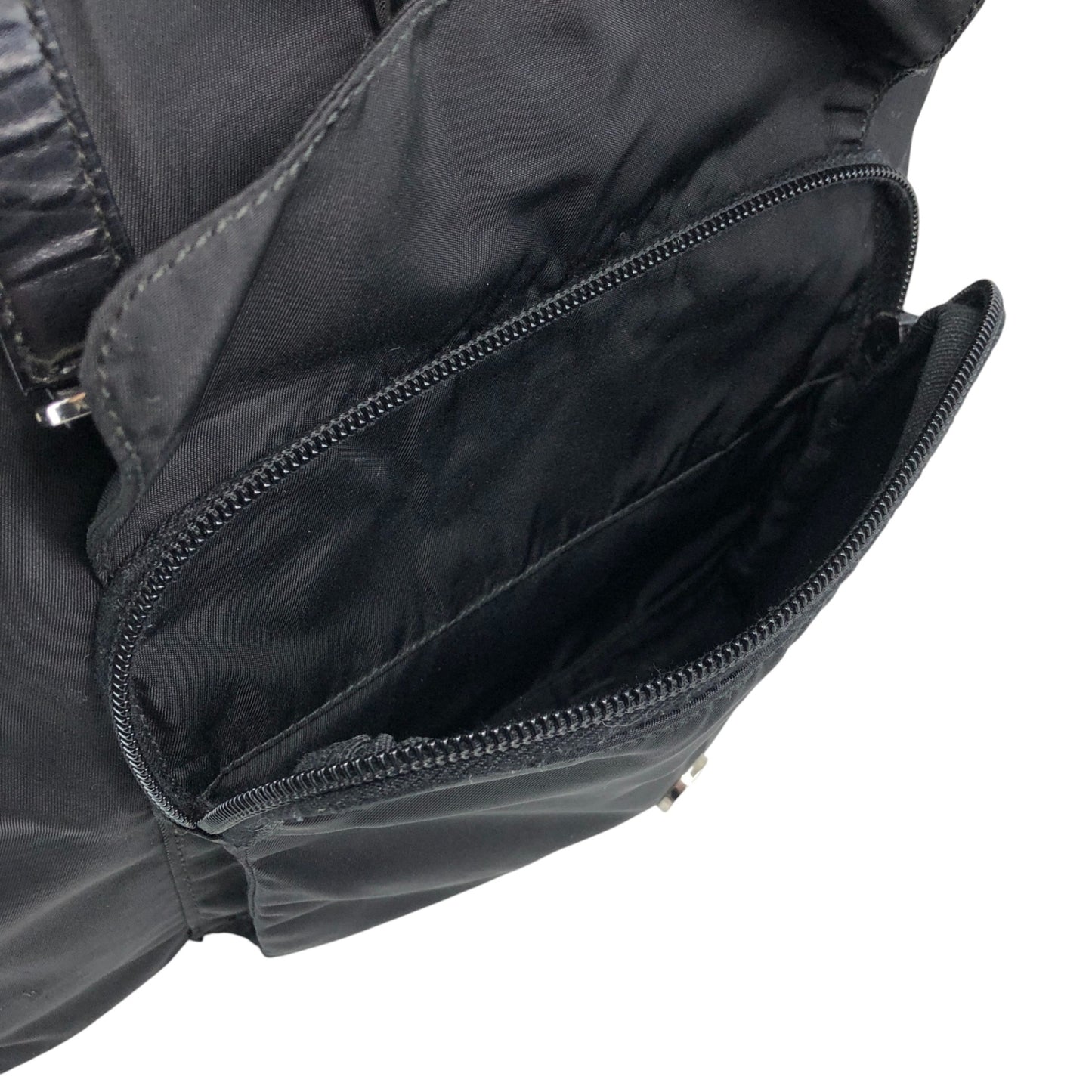 PRADA Tessuto Triangle Logo Front Pocket Two-way Handbag Shoulder bag Black Vintage kuap33