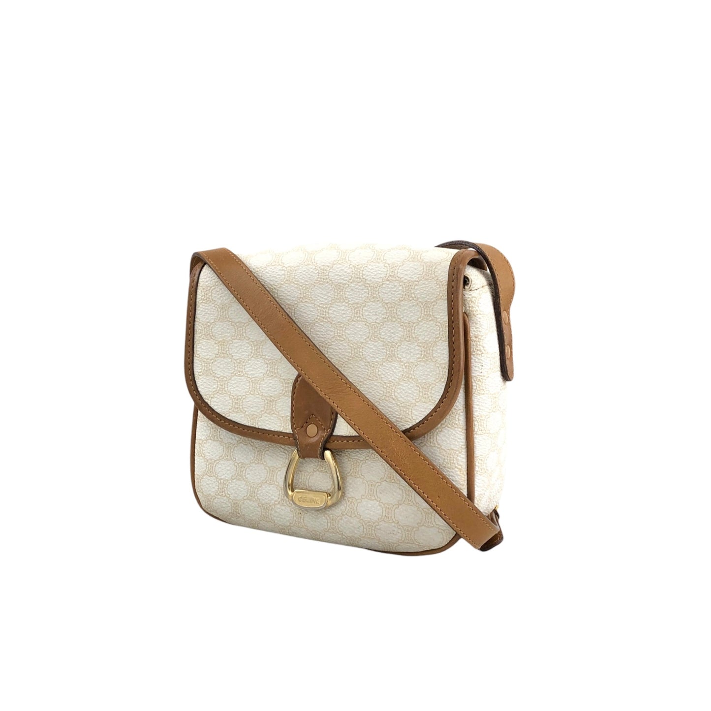 CELINE Macadam Horse Bit Shoulder bag White Vintage ctjind