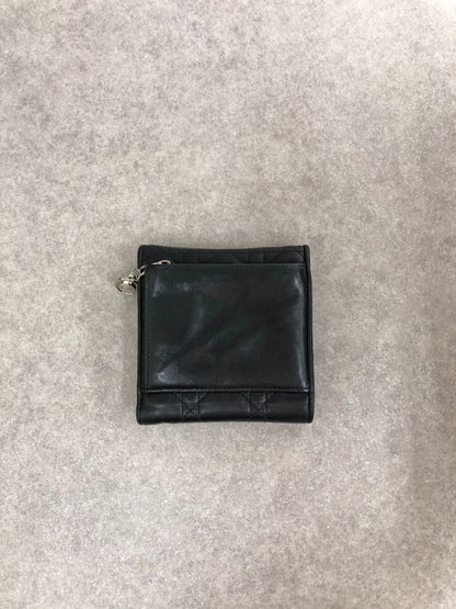 Christian Dior Cannage Logo Charm Trifold Wallet Black Vintage tsk2vs