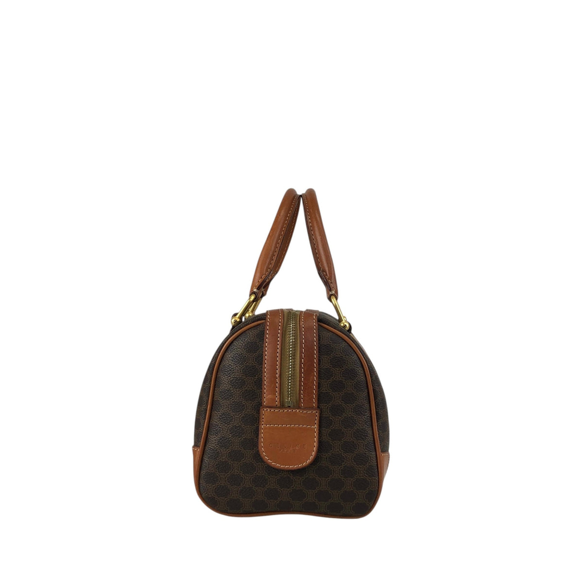 CELINE Macadam Small Boston bag Handbag Brown Vintage 7k24si