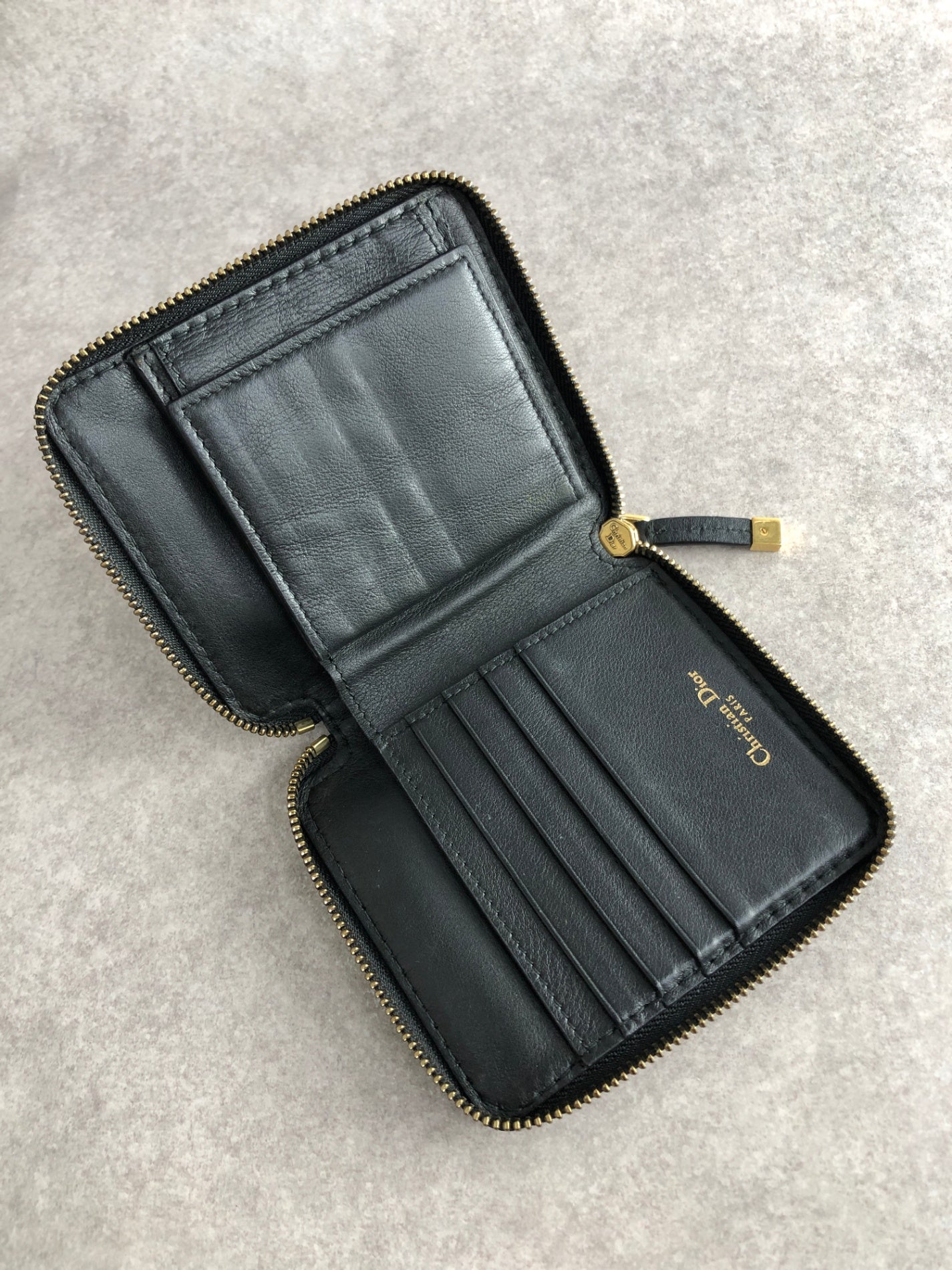 Christian Dior Logo Folded Wallet Black Vintage yutziu