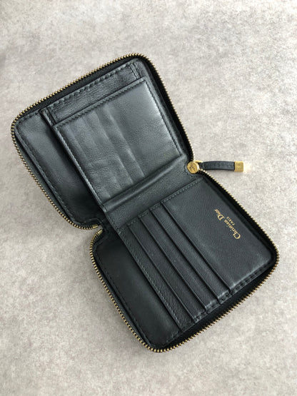 Christian Dior Logo Folded Wallet Black Vintage yutziu