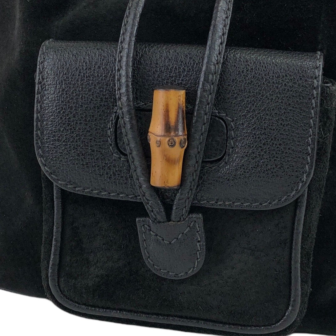 GUCCI Bamboo Backpack Black Vintage r3ax8x