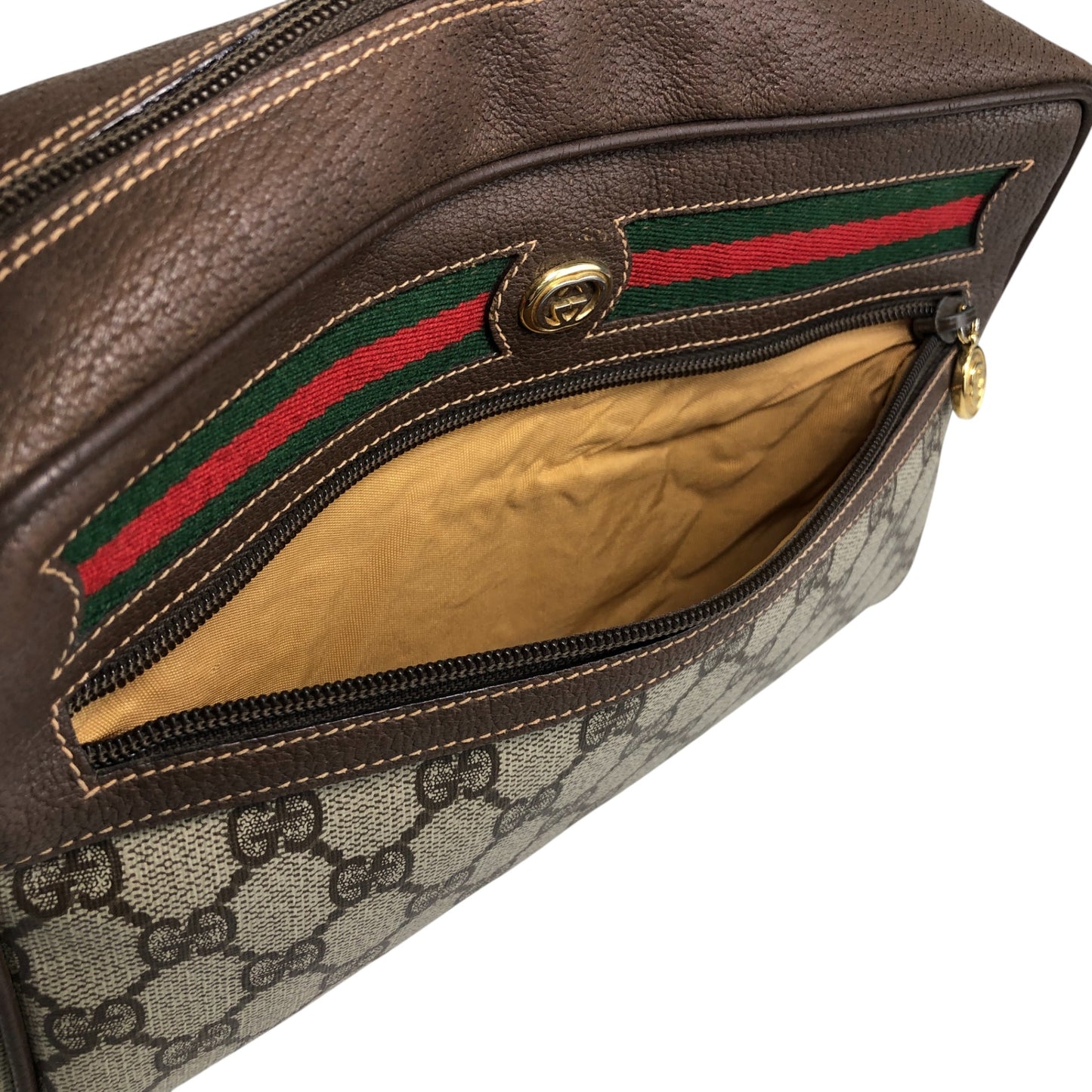 GUCCI GG Pattern Sherry Line Shoulder bag Brown Vintage ggwuxk