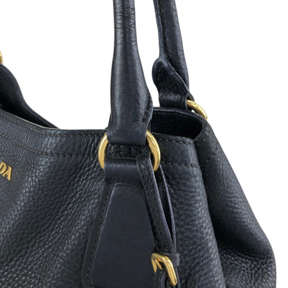 PRADA Logo Handbag Black BN2534 Vintage 6ubit3