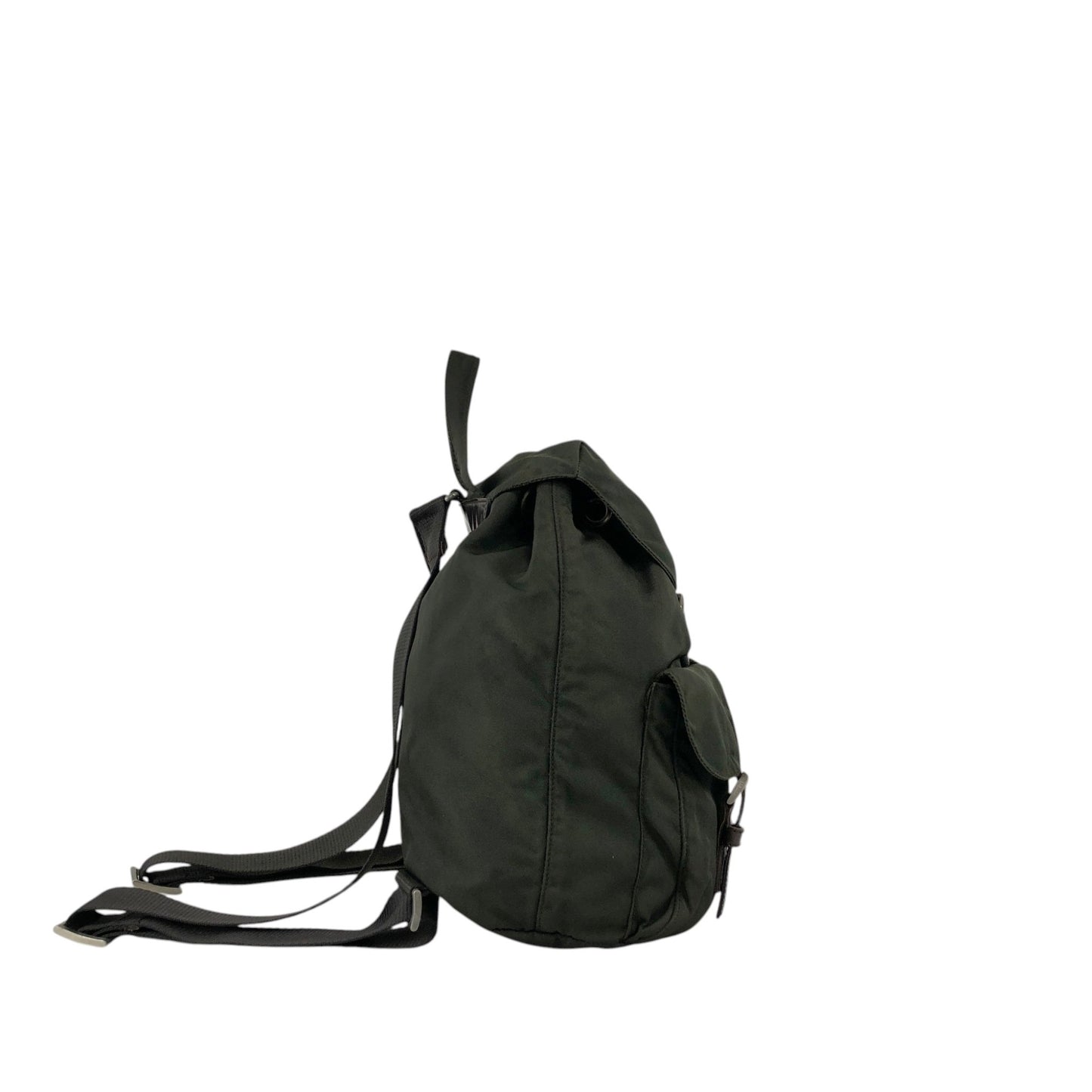 PRADA Tessuto Triangle Logo Double Pocket  Backpack Khaki B2811F Vintage zyewrg