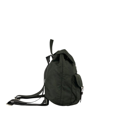 PRADA Tessuto Triangle Logo Double Pocket  Backpack Khaki B2811F Vintage zyewrg