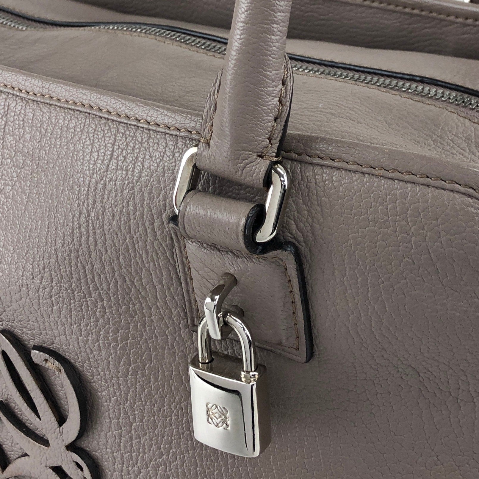 LOEWE Amazona36 Anagram Handbag Boston bag Gray Vintage mhy4fx