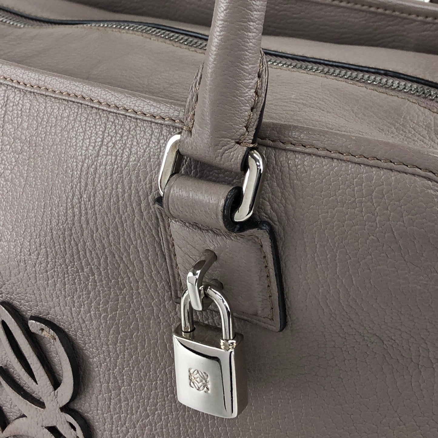 LOEWE Amazona36 Anagram Handbag Boston bag Gray Vintage mhy4fx