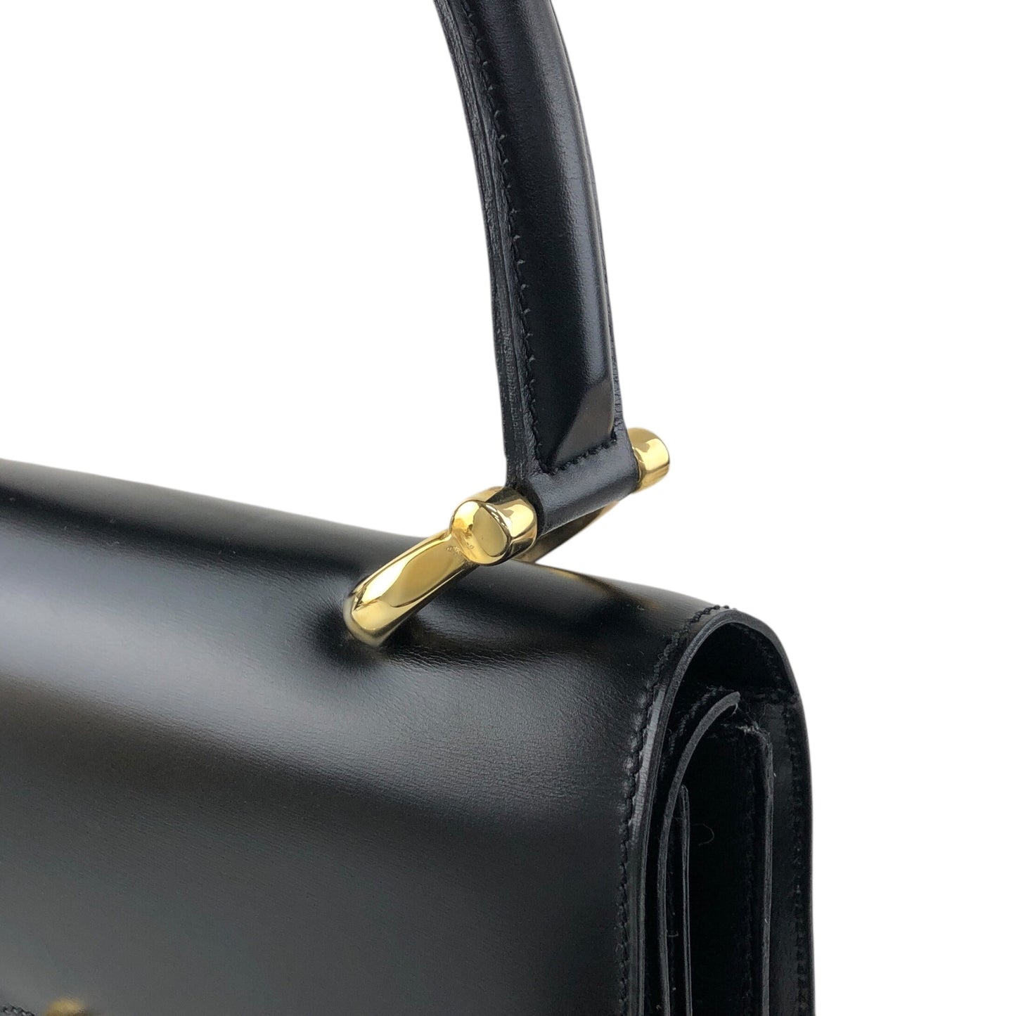 CELINE Horse Bit Double Flap Handbag Black Vintage hu6ksh