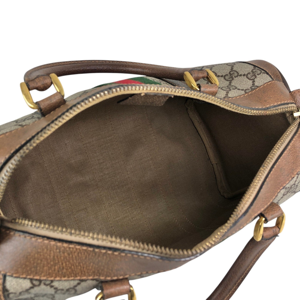 GUCCI Sherry Line Small Boston bag Handbag Brown Vintage wub827